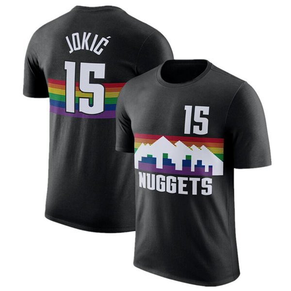 Men's Denver Nuggets #15 Nikola Jokic Black T-Shirt